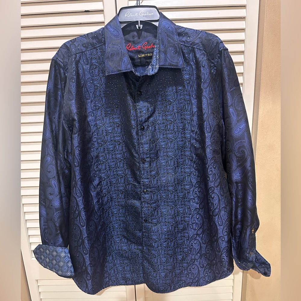 Robert Graham Silk Limited Blue Paisley Shirt